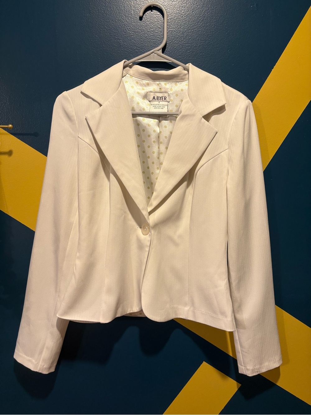 A Byer Off White Monochrome Stripe Single Breasted Blazer EUC